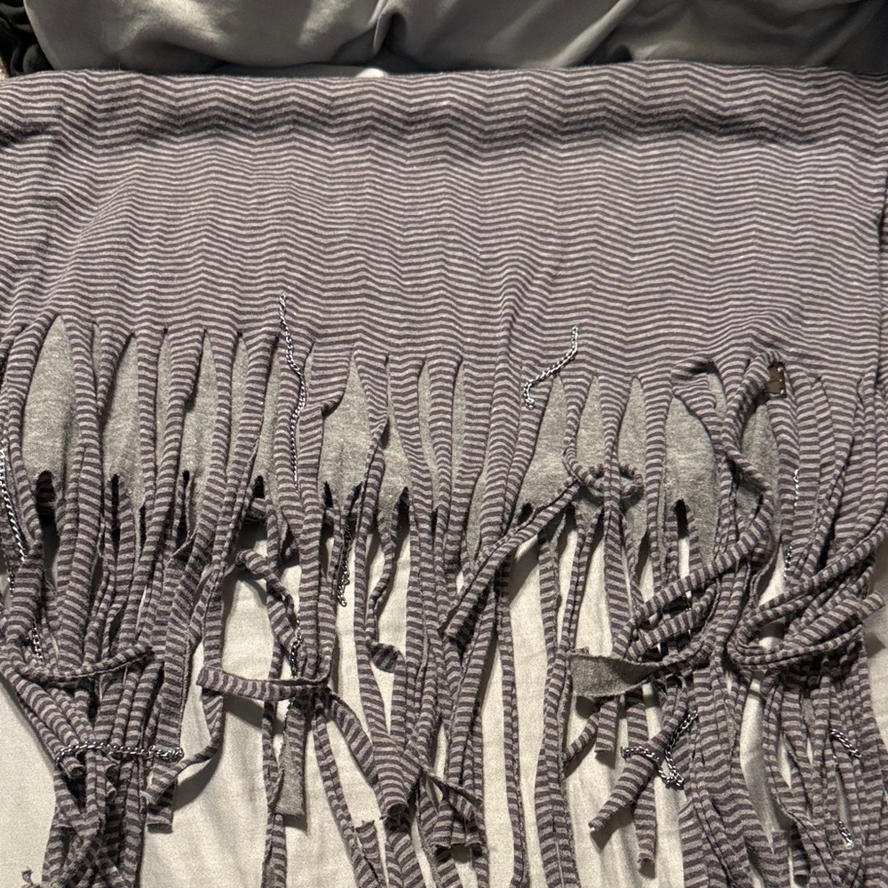 Vans Gray Striped Fringe Scarf